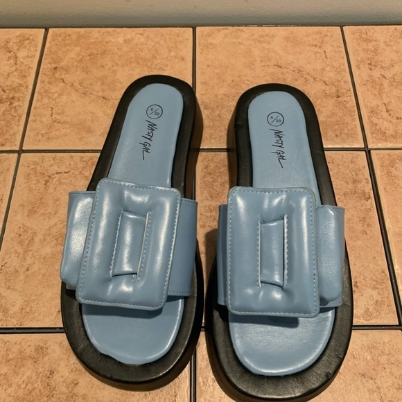 Nasty Gal Platform Buckle Sandals Blue & Black size 8 - Picture 2 of 11